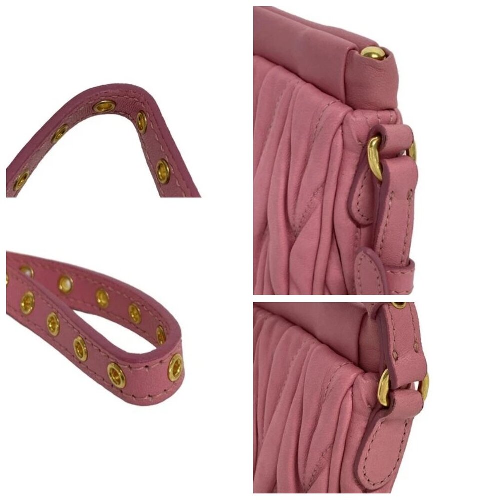 miumiu Matelasse Pink Leather Clutch Bag 422-052625 - Picture 7 of 14